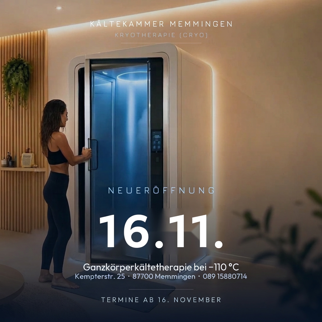 Kryotherapie (Cryo) Memmingen – Neueröffnung am 16.11.2026, Ganzkörper-Kryotherapie (Cryo) bei -110 °C